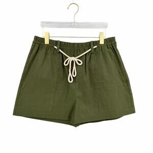 Vince NWT Cedar Green Rope Tie High Rise Linen Blend Casual Summer Shorts